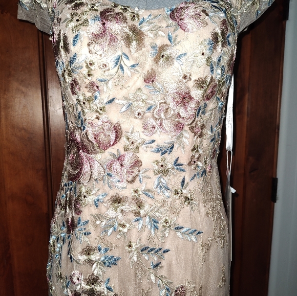 NWT Elegant Floral Lace Gown By Montage For Mon Cheri Size 6 Including Shawl - Picture 14 of 16